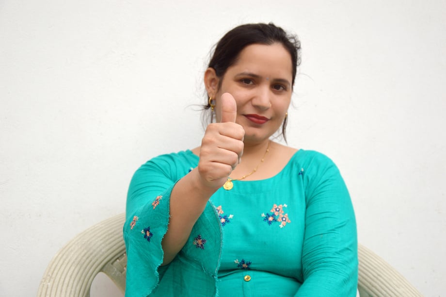 Young Indian Women Thumbs up Portrait.